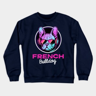 Synthwave Frenchie Bulldog Dog Lover Frenchie Crewneck Sweatshirt